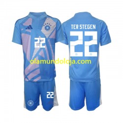 Camisola Alemanha Ter Stegen 22 Guarda-redes Criança Equipamento Quarto 2024-2025 Manga Curta